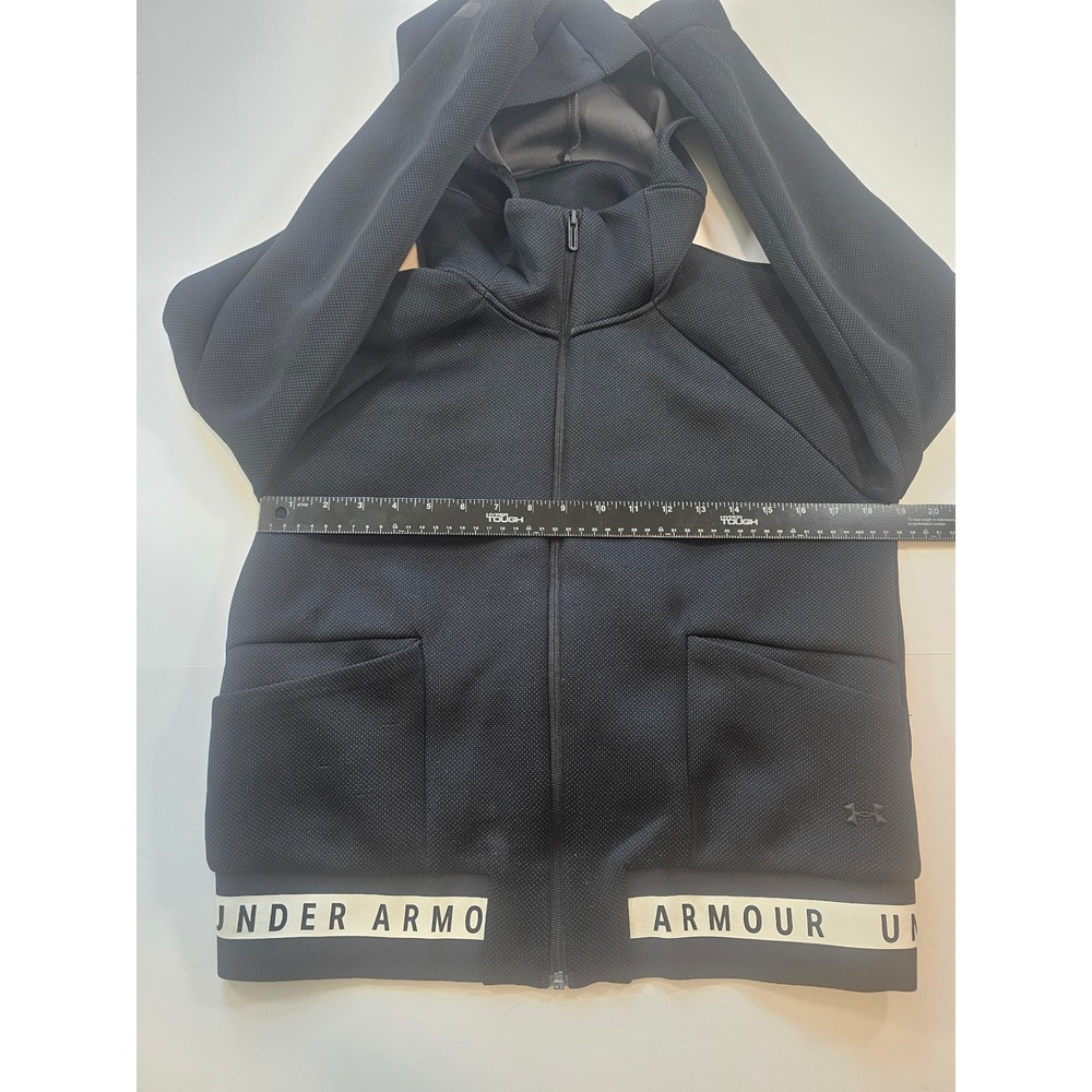 Under Armour Full Zip Hoodie Womens Medium Black Branded Hem Activewear - Picture 5 of 6